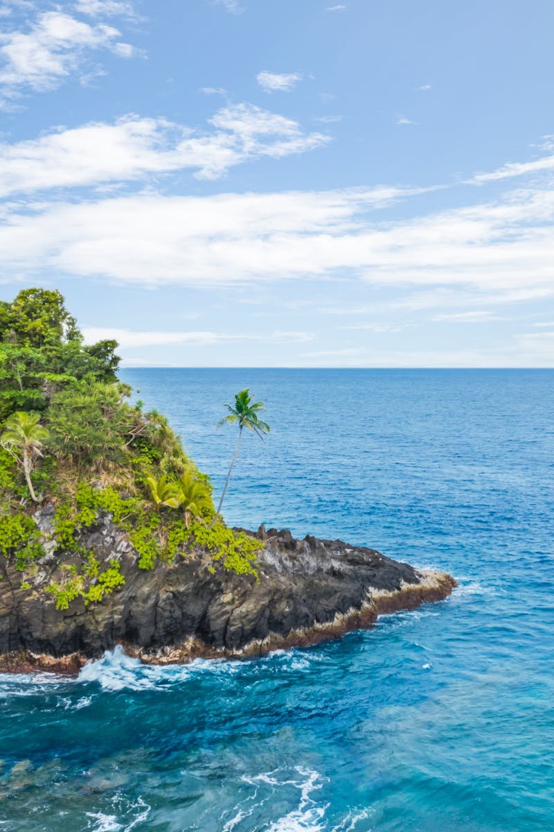 Explore the stunning Alega Beach with vibrant turquoise waters and lush greenery in American Samoa.